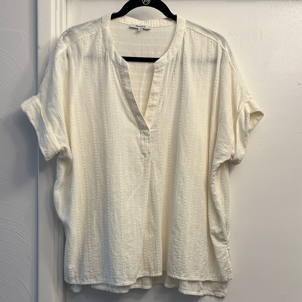 Madewell Lakeline Popover Woven Cream Size XL